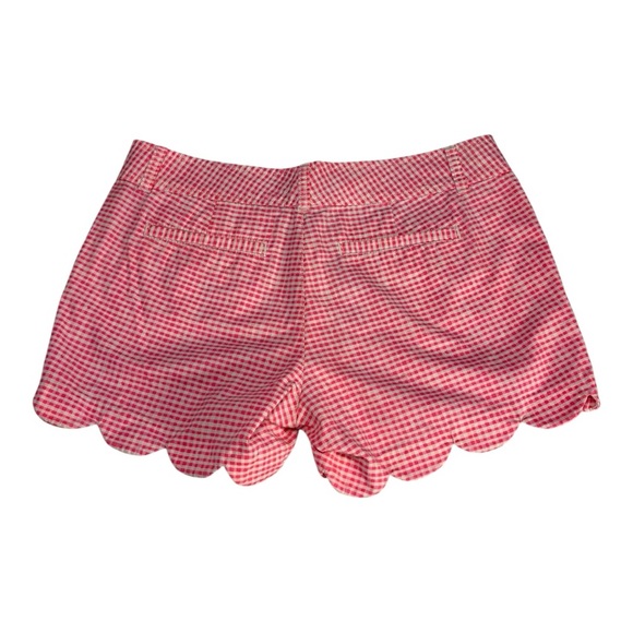 Lilly Pulitzer Buttercup Scallop Shorts Pink Gingham Women’s Size 8 Preppy - Picture 2 of 13
